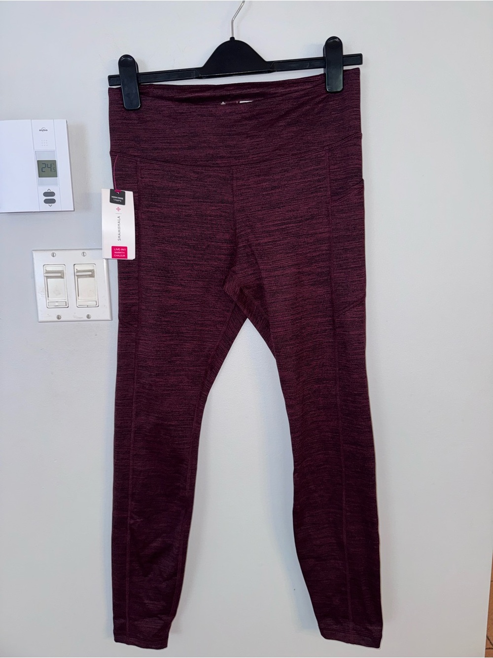 Shambhala Women’s High-Rise Warm Leggings in Deep Burgundy Plum